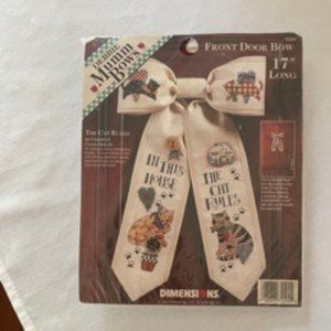 NWT Debbie Mumm"The Cat Rules"Counted X Stitch Bow